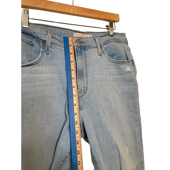 LEVI’S 724 HIGH RISE STRAIGHT Crop Distressed Jeans Blue Women’s 32 X 26 - Picture 6 of 12